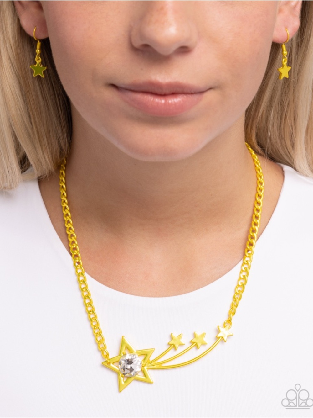 NWT Yellow Meteor Necklace & Earrings Set